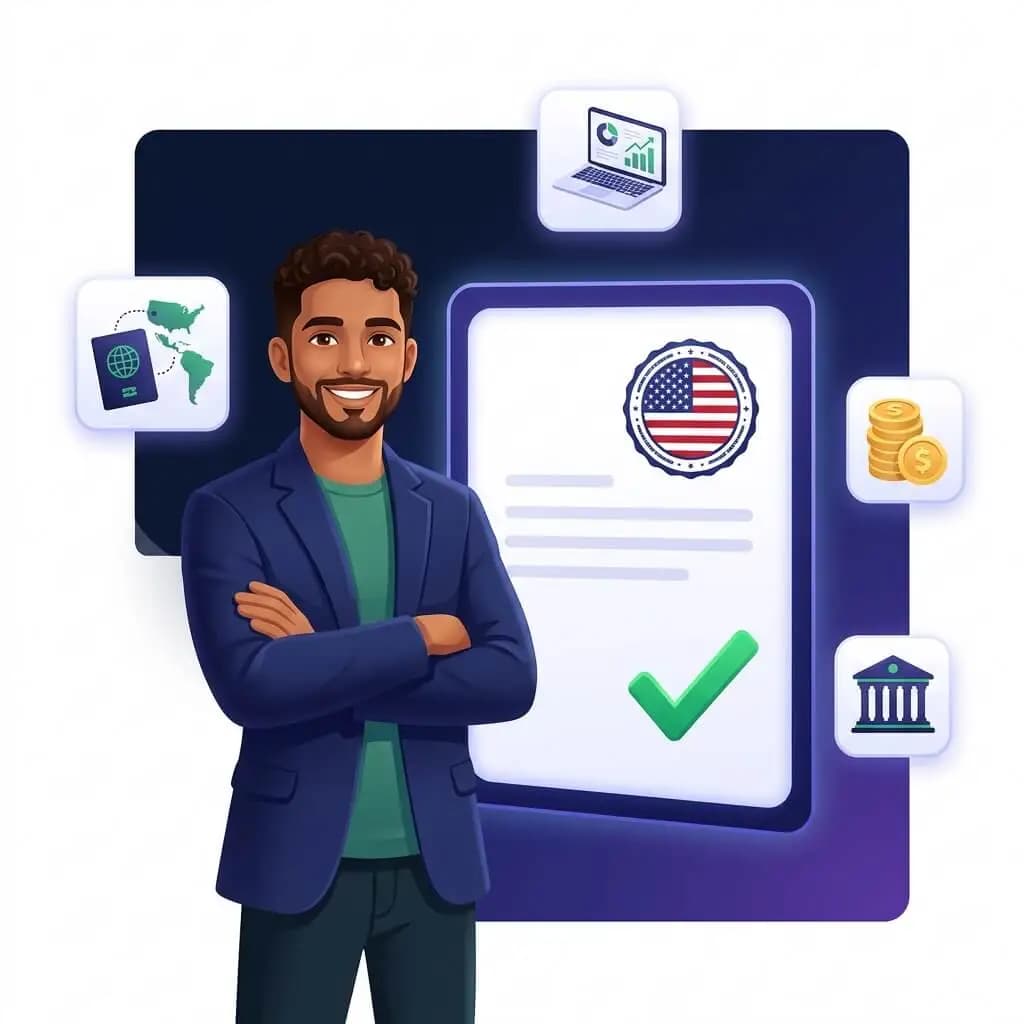 Emprendedor hispanohablante abriendo su LLC en EE.UU. desde casa